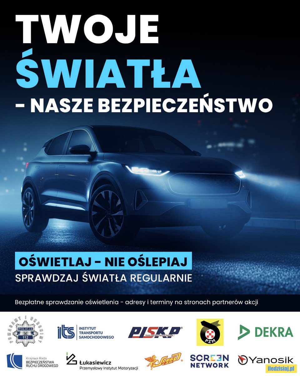 "Twoje światła - Nasze bezpieczeństwo" – sprawdź bezpłatnie światła w pojeździe